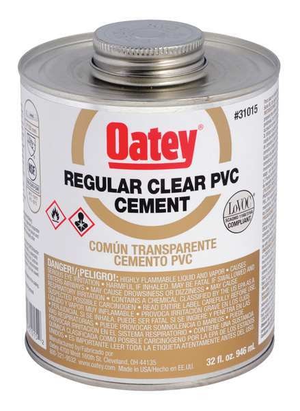 PVC Cement, Clear, Regular Body, 32 oz.