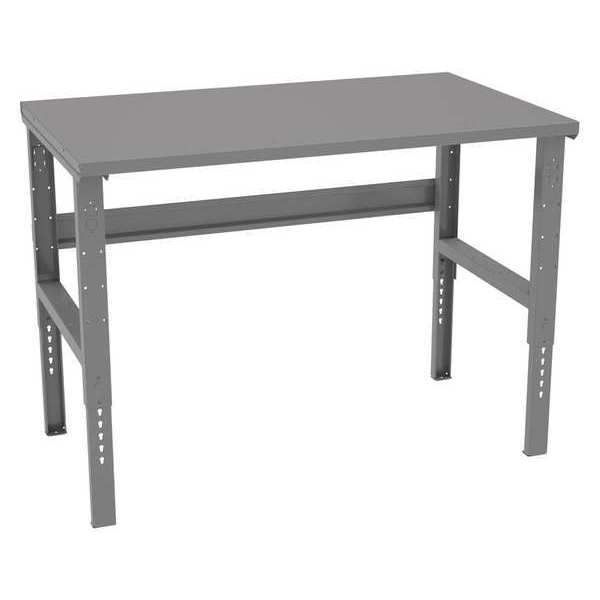 Bolted Workbench,  Steel,  60 in W,  35-3/8 in to 41-3/8 in Height,  2, 500 lb,  Straight