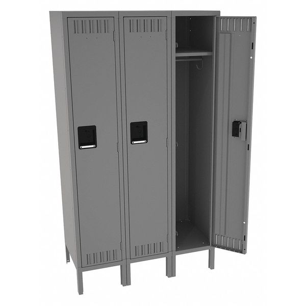Wardrobe Locker,  36 in W,  18 in D,  66 in H,  (1) Tier,  (3) Wide,  Medium Gray