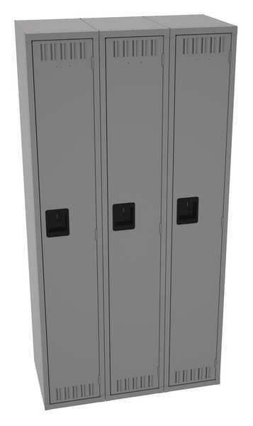 Wardrobe Locker,  36 in W,  18 in D,  72 in H,  (1) Tier,  (3) Wide,  Medium Gray