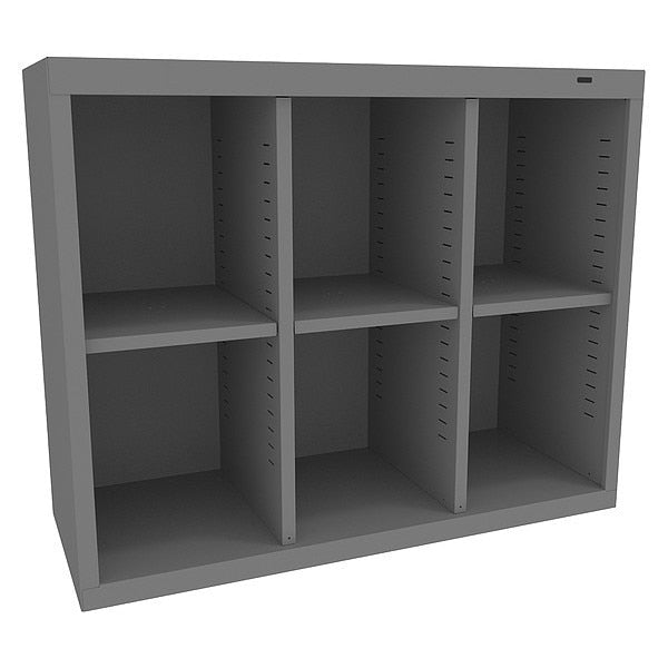 Steel Cubbie Cabinet,  13 1/2 in D x 30 in H x 34 1/2 in W,  4 Shelves,  Gray