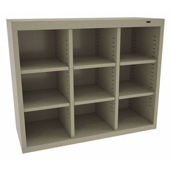 Steel Cubbie Cabinet,  13 1/2 in D x 30 in H x 34 1/2 in W,  4 Shelves,  Sand