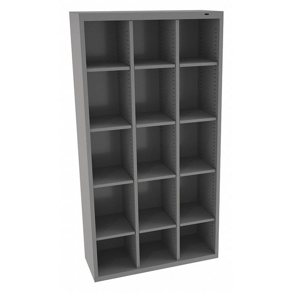 Steel Cubbie Cabinet,  13 1/2 in D x 66 in H x 34 1/2 in W,  6 Shelves,  Gray