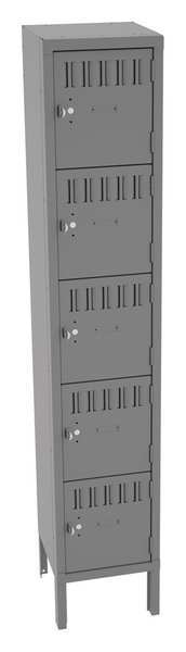 Box Locker,  12 in W,  12 in D,  66 in H,  (1) Wide,  Gray