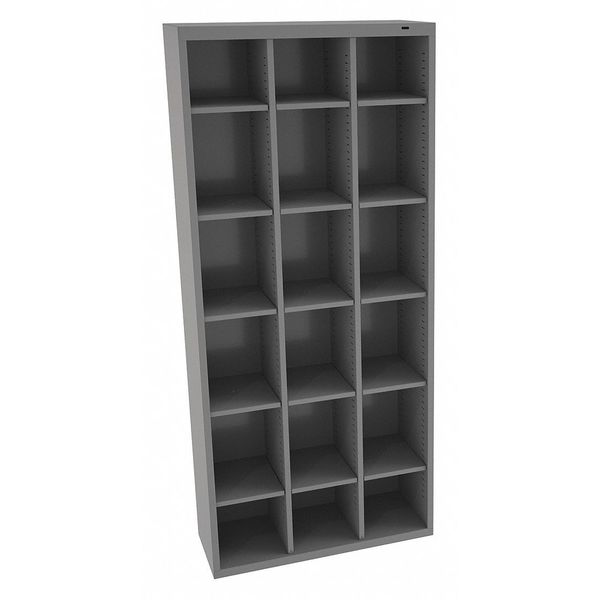 Steel Cubbie Cabinet,  13 1/2 in D x 78 in H x 34 1/2 in W,  7 Shelves,  Gray