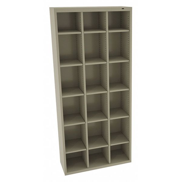 Steel Cubbie Cabinet,  13 1/2 in D x 78 in H x 34 1/2 in W,  7 Shelves,  Sand