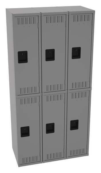 Wardrobe Locker,  36 in W,  18 in D,  72 in H,  (2) Tier,  (3) Wide,  Medium Gray