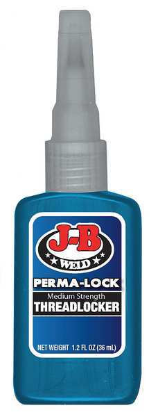 Threadlocker,  J-B WELD Perma-Lock,  Blue,  Medium Strength,  Liquid,  36 mL Bottle