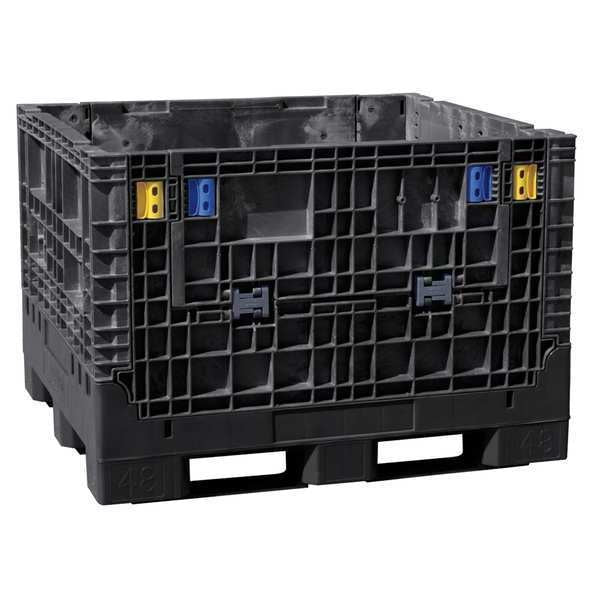 Black Collapsible Bulk Container,  Plastic,  28.7 cu ft Volume Capacity