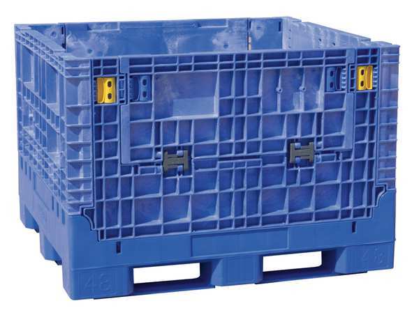 Blue Collapsible Bulk Container,  Plastic,  28.7 cu ft Volume Capacity