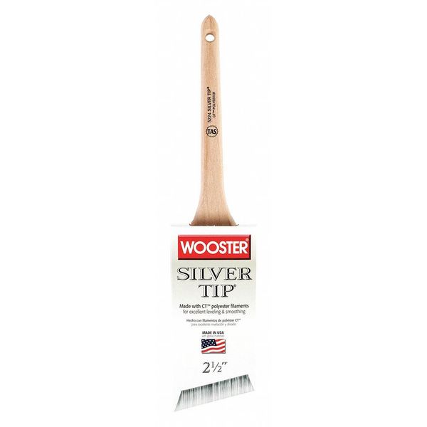 2-1/2" Angle Sash Paint Brush,  Silver CT Polyester Bristle,  Wood Handle
