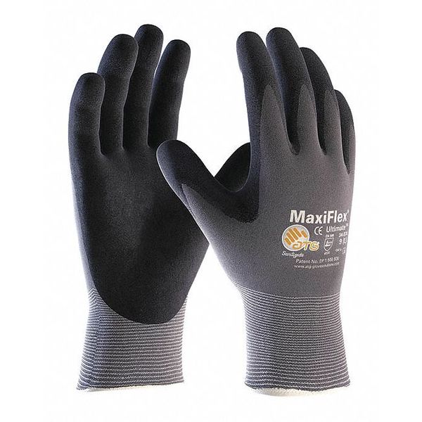 MaxiFlex Ultimate Seamless Knit Gloves,  Foam Nitrile Coated,  Palm/Finger,  Black/Gray,  XL,  1 Pair