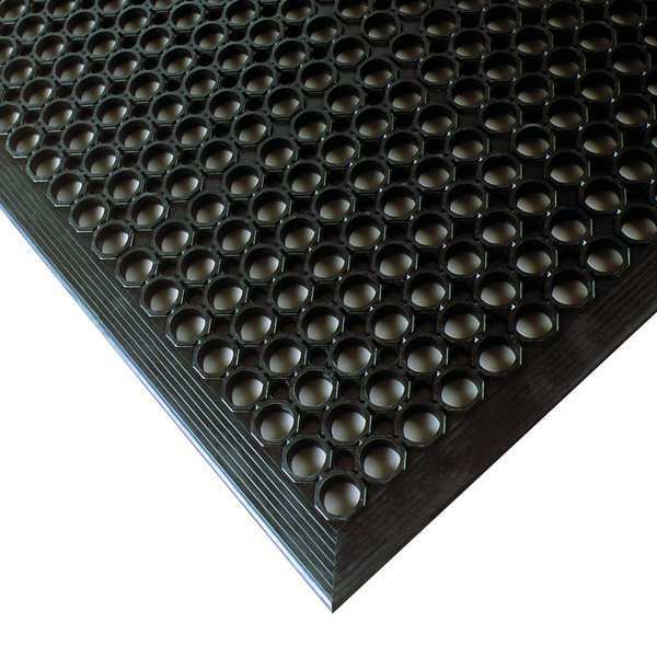Antifatigue Mat,  Mini Diamond Studded Top,  3 ft x 5 ft,  1/2 in Thick,  Beveled Edge,  Natural Rubber