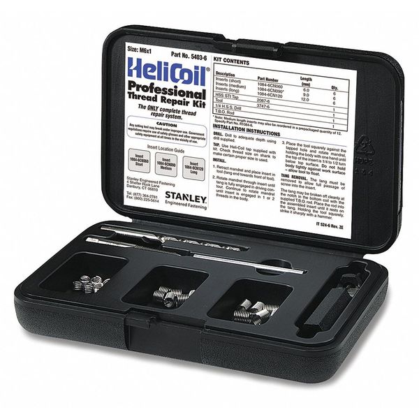 Free-Running Helical Insert Repair Kit,  Helical Inserts,  M6-1.00,  Plain 18-8 Stainless Steel