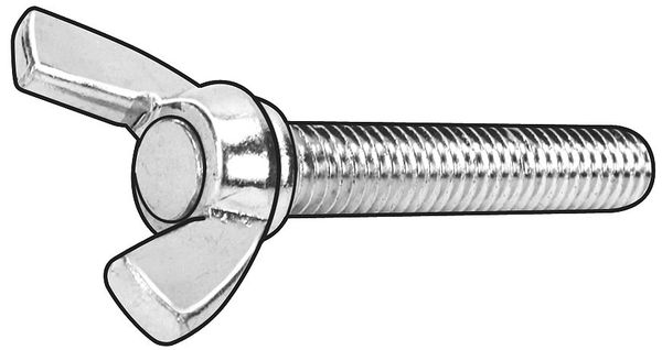 Thumb Screw,  5/16"-18 Thread Size,  Wing,  Zinc Plated Iron,  0.53 to 0.66 in Head Ht,  3/4 in Lg