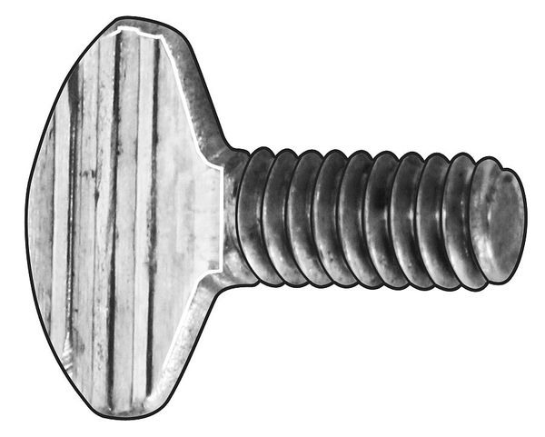 Thumb Screw,  1/4"-20 Thread Size,  Spade,  Zinc Plated Steel,  0.48 to 0.52 in Head Ht,  1 in Lg,  25 PK