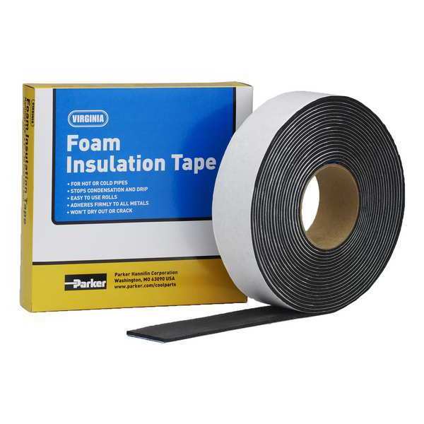 Foam Insulation Tape,  2 in W x 10 yd L,  1/8 in Thick,  Black,  1 Pk