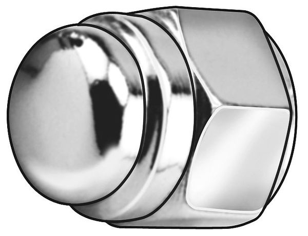Flattened Head Cap Nut,  5/16"-18,  Steel,  Chrome Plated,  0.53 in H,  5 PK