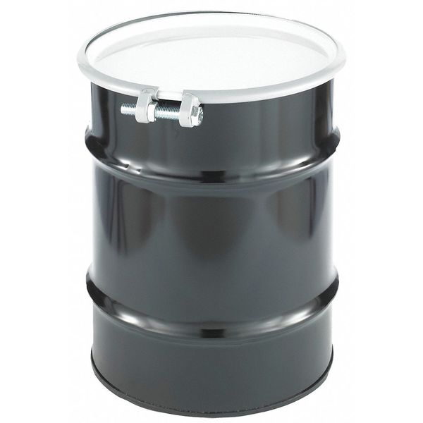 Open Head Transport Drum,  Steel,  10 gal,  Unlined,  Black