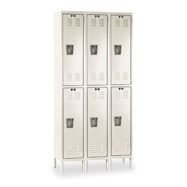 Wardrobe Locker,  36 in W,  15 in D,  78 in H,  (2) Tier,  (3) Wide,  Tan