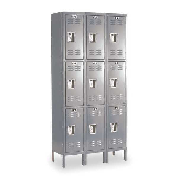 Wardrobe Locker,  36 in W,  15 in D,  78 in H,  (3) Tier,  (3) Wide,  Dark Gray