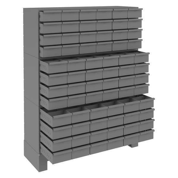 Steel Enclosed Bin Shelving,  34 in W x 48-1/8 in H x 12 1/4 in D,  12 Shelves,  Gray