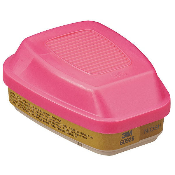 Combination Cartridge/Filter,  3M 6000/7000/FF-400 Series,  P100,  Bayonet,  Magenta/Olive,  2 Pack