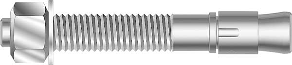 SUP-R-STUD + Wedge Anchor,  1/2" Dia.,  4-1/4" L,  Steel Zinc Plated,  10 PK