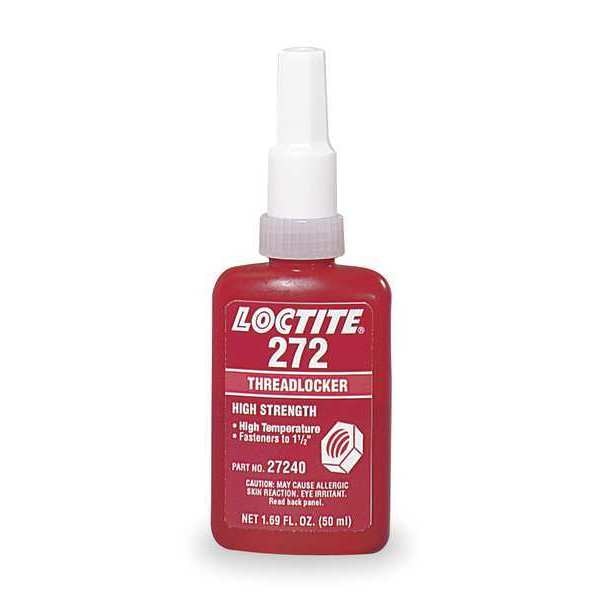 Threadlocker,  LOCTITE 272,  Red,  High Strength,  Liquid,  50 mL Bottle