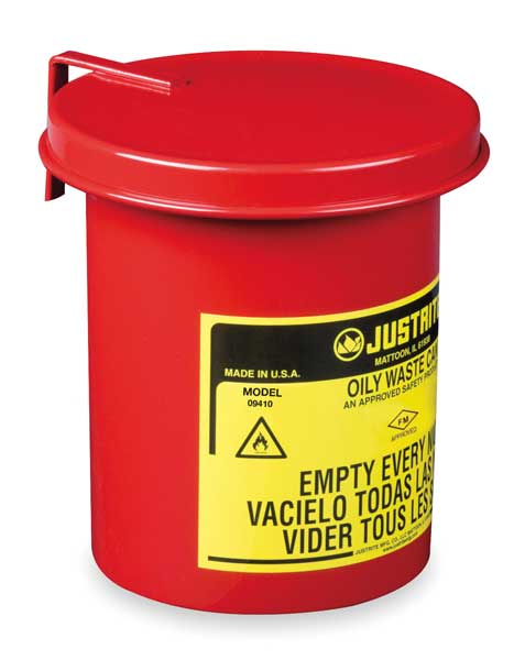 Countertop Oily Waste Can, 1/2 Gal., Steel