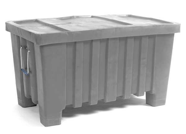 Gray Ribbed Wall Container,  Plastic,  8.7 cu ft Volume Capacity