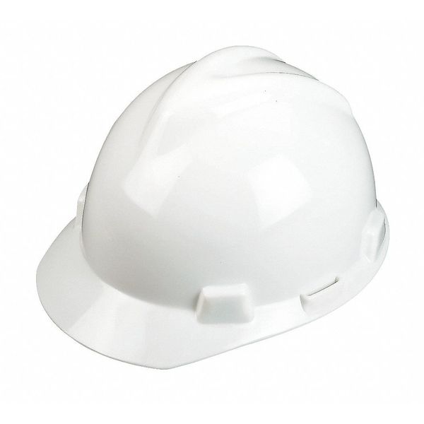 Front Brim Hard Hat,  V-Gard,  Slotted Cap,  Type 1,  Class E,  Staz-On Pinlock Suspension,  White