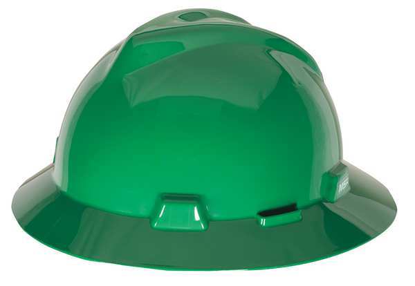 Full Brim Hard Hat,  Type 1,  Class E,  Ratchet (4-Point),  Green