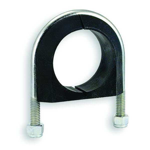 Vibration-Dampening U-Bolt,  1/4"-20,  1 23/64 in Inside Ht,  1 23/64 in Inside Wd/Dia,  Steel