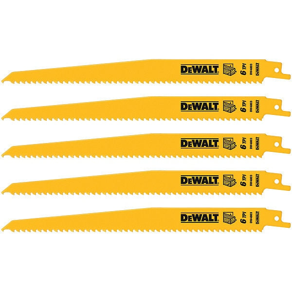 9" 6 TPI Taper Back Bi-Metal Reciprocating Blade for General Purpose Wood Cutting (5 pack)