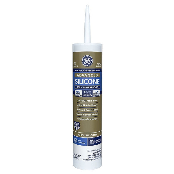 Window & Door Sealant,  10.1 oz,  Cartridge,  Clear,  Silicone Base