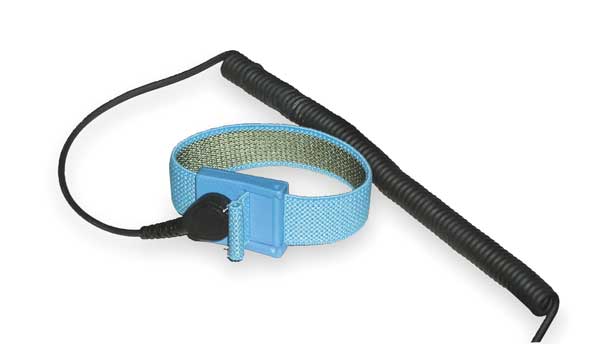 ESD Wrist Strap, 4 W x 4 D x 1/4 H, Blue