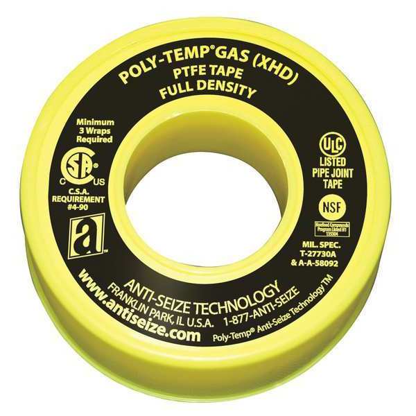 Gas Line Sealant Tape, 1/2 x 520 In