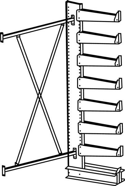 Add-On Cantilever Rack, 1 Side, 7 ft. H