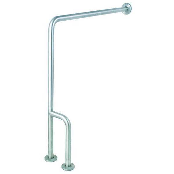 30" L,  Wall Mounted,  Right,  Stainless Steel,  Grab Bar Floor-to-Wall,  Satin