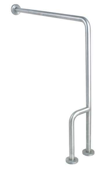 30" L,  Wall Mounted,  Left,  Stainless Steel,  Grab Bar Floor-to-Wall,  Satin With Textured Finish
