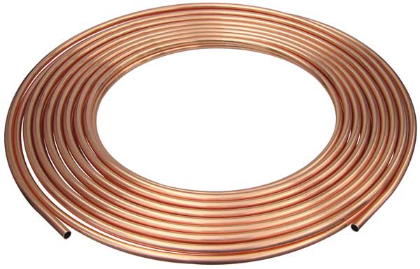 Coil Copper Tubing,  1/4 in Outside Dia,  100 ft Length,  Type ACR