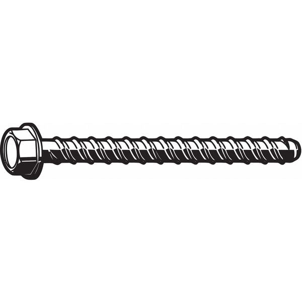 Masonry Screw,  1/4" Dia.,  Hex,  3 in L,  Steel Zinc Plated,  50 PK