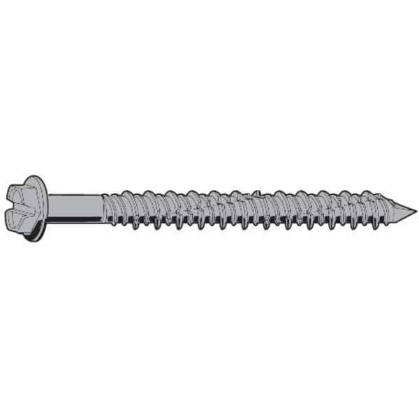 Concrete Screw,  1/4" Dia.,  Hex,  1 1/4 in L,  410 Stainless Steel Silver Ruspert,  100 PK