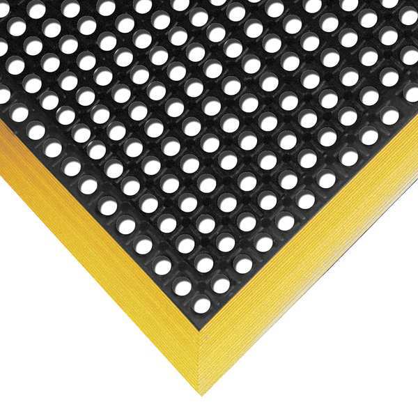 Black with Yellow Border Antifatigue Mat 3 ft 2 in W x 5 ft 4 in L,  7/8 in