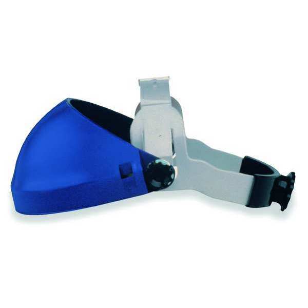 Single Crown Headgear for Faceshield,  Thermoplastic,  Dielectric Protection,  Ratchet,  Blue