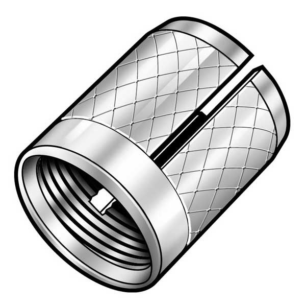 Press Insert,  #2-56 Int Thrd Sz,  5/32 in L,  9/64 in Dia.,  18-8 Stainless Steel,  Plain,  25 PK
