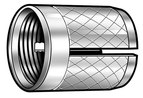 Press Insert,  M3-0.50 Int Thrd Sz,  3/16 in L,  4.2 mm Dia.,  Brass,  Plain,  50 PK