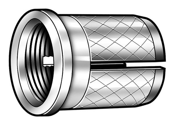 Press Insert,  #6-32 Int Thrd Sz,  1/4 in L,  13/64 in Dia.,  18-8 Stainless Steel,  Plain,  10 PK