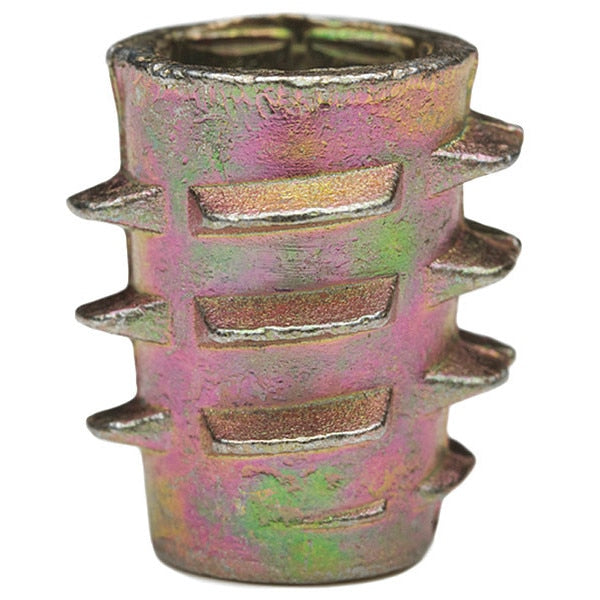 Hex Drive Threaded Insert,  1/4"-20 Int Thrd Sz,  33/64 in L,  29/64 in Dia.,  Zinc Alloy,  Plain